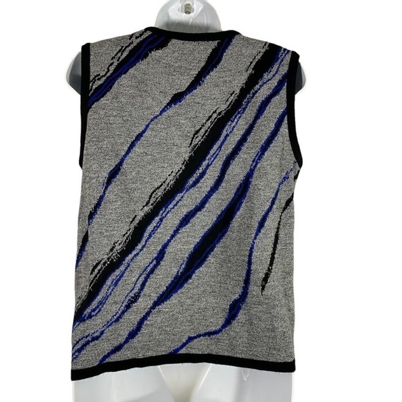 Karen Lessly Size Small Sweater Sleeveless Crew Neck Knitted Abstract Print - Picture 5 of 6
